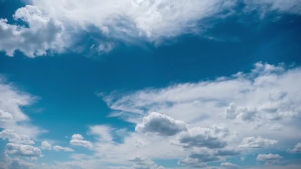 Timelapse Chmur Poruszających Się Niebieskim Niebie Puszyste Puszyste Białe Chmury — Wideo stockowe