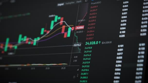 Mercado Ações Gráfico Câmbio Criptomoeda Gráfico Criptomoeda Line Uma Tela — Vídeo de Stock