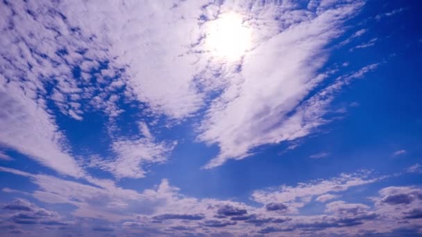 Timelapse Cumulus Chmury Porusza Się Pod Słońcem Błękitnym Niebie Chmury — Wideo stockowe