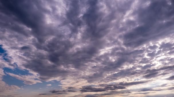 Timelapse Των Στρωμάτων Σύννεφα Κινείται Στον Γαλάζιο Ουρανό Πυκνά Σύννεφα — Αρχείο Βίντεο