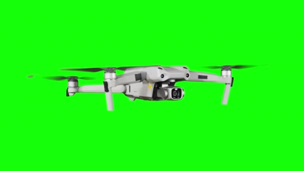 Drone Hovering Air Green Screen Real Quadcopter Camera Flights Transparent — Video Stock