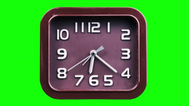 Timelapse Analog Clock Spinning Watch Hands Green Background Mechanical Modern — Stock Video