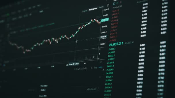 Mercado Ações Gráfico Câmbio Criptomoeda Gráfico Criptomoeda Line Uma Tela — Vídeo de Stock