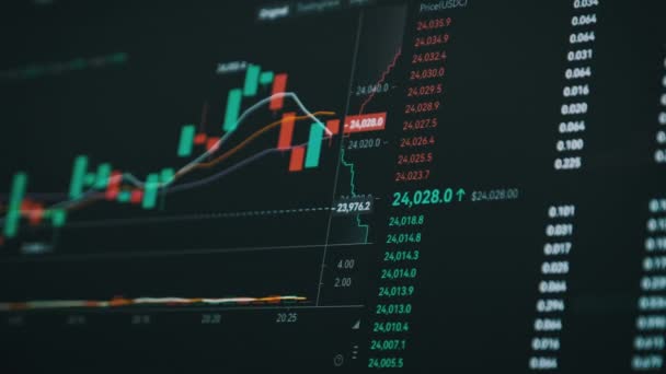 Фондовий Ринок Криптовалютний Обмінний Графік Граф Криптовалют Онлайн Екрані Ноутбука — стокове відео