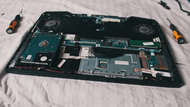 Serviço Reparo Laptop Portátil Avariado Está Mesa Rádio Mestre Placa — Vídeo de Stock