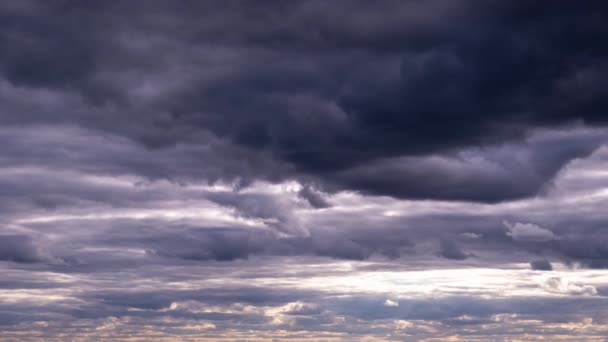 Zeitraffer Dramatischer Gewitterwolken Die Sich Himmel Bewegen Dunkle Stürmische Kumuluswolken — Stockvideo