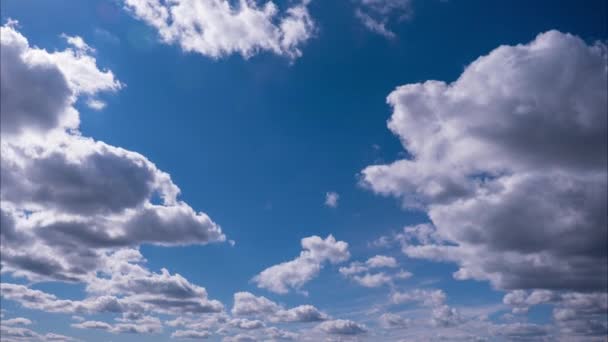 Timelapse Cumulus Clouds Moving Blue Sky Summer Cloudy Space Dark — Stock Video