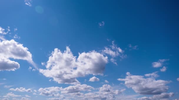 Timelapse Cumulus Clouds Moving Blue Sky Summer Cloudy Space Dark — Stock Video