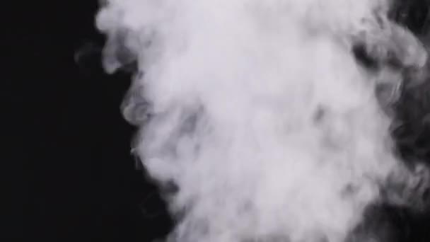 Witte Rook Zwarte Achtergrond Een Wolk Damp Stoom Stijgt Zwevende — Stockvideo