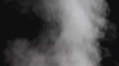 Alfa Kanalı 'yla duman veya buhar patlaması. Şeffaf bir arkaplanda gerçekçi bulutlar yükselir. Özel efekt, doku, görüntü, kompozit ve video montajında kullanım. Duman atmosfer sis örtüsü 4K