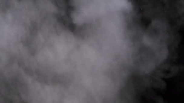 Biały Dym Czarnym Tle Wznosi Się Chmura Pary Parowej Pływająca — Wideo stockowe