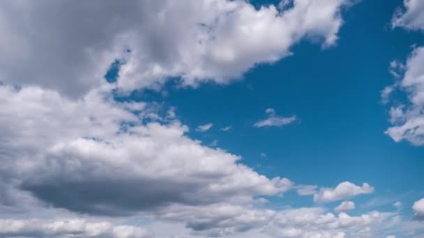 Nuvens Mover Céu Azul Nuvens Brancas Macias Inchadas Lapso Tempo — Vídeo de Stock