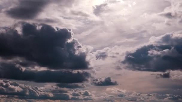 Timelapse Chmur Cumulus Poruszających Się Niebie Chmurna Przestrzeń Ciemnymi Jasnymi — Wideo stockowe