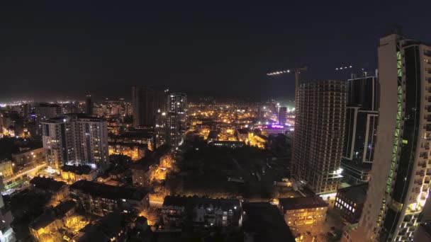 Hochbau Von Tag Nacht Zeitraffer Stadtraum Turmdrehkran Mit Beleuchtung Auf — Stockvideo