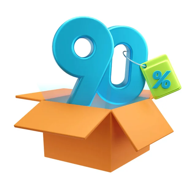 % 90 indirimle süper indirimli, mavi 3D yorumlama konseptiyle.