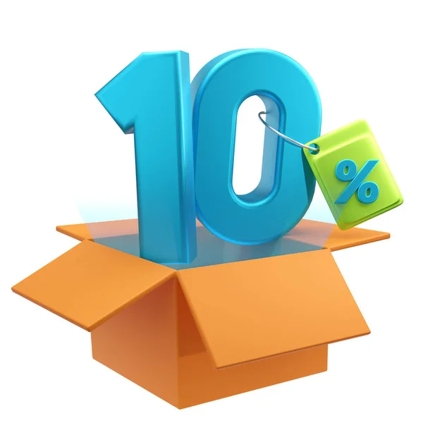 % 10 indirimli süper indirimli, mavi 3D yorumlama konseptiyle