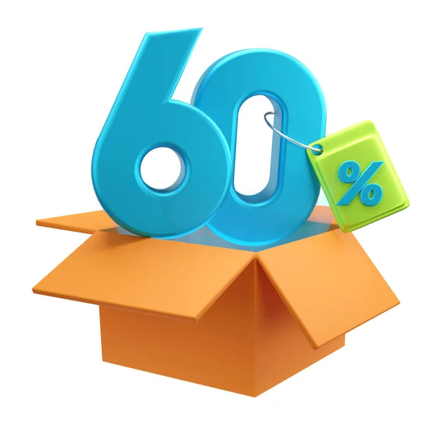 % 60 indirimli süper indirimli, mavi 3D yorumlama konseptiyle