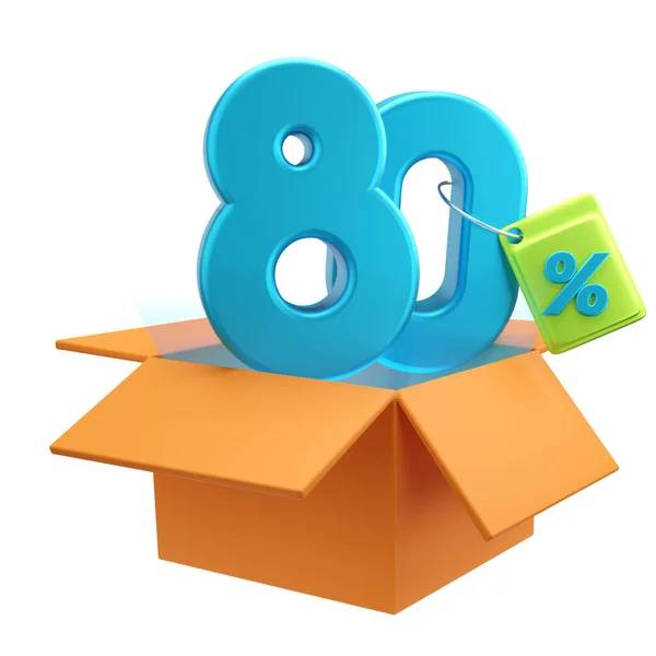 % 80 indirimli süper indirimli, mavi 3D yorumlama konseptiyle
