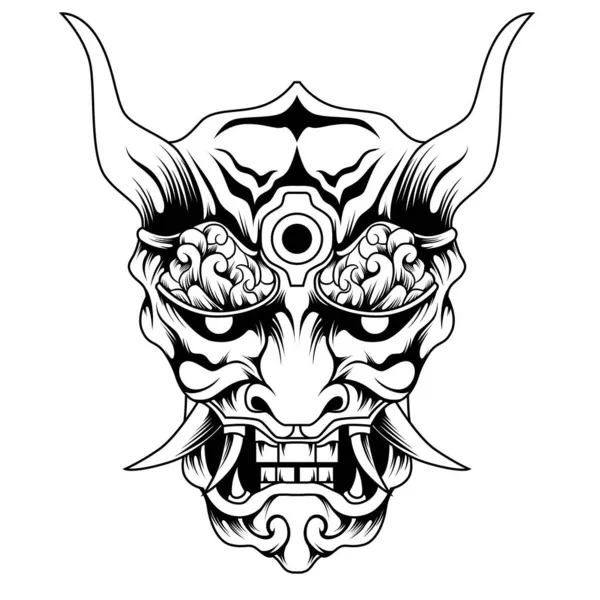 Maschera Oni Samurai Vettoriale Art — Vettoriale Stock