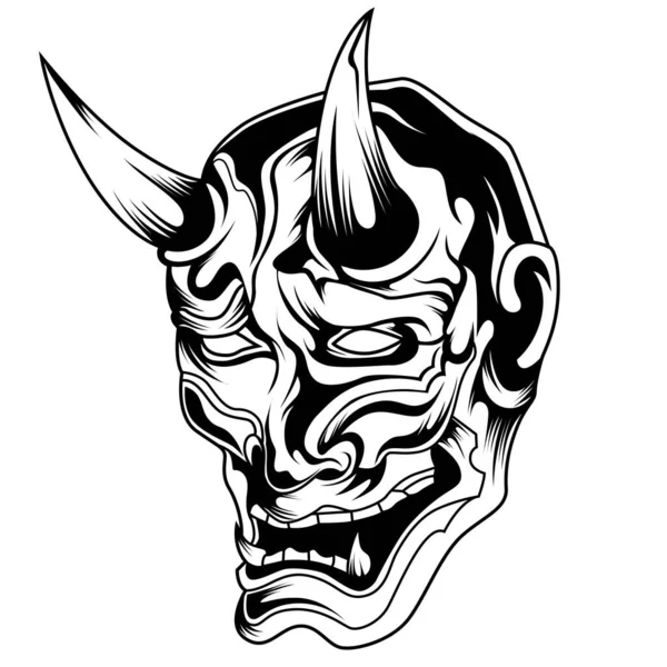 Maschera Oni Maschera Hannya Giappone Maschera Illustrazione — Vettoriale Stock