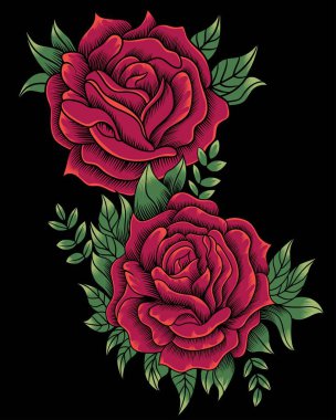 Kırmızı güllerin vektör çizimi