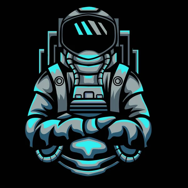 Astronaut Vector Illustration Neon Color Style — Stockový vektor