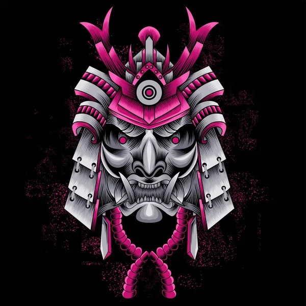 Samurai Ronin Head Illustration Mit Heiligem Geometriehintergrund — Stockvektor