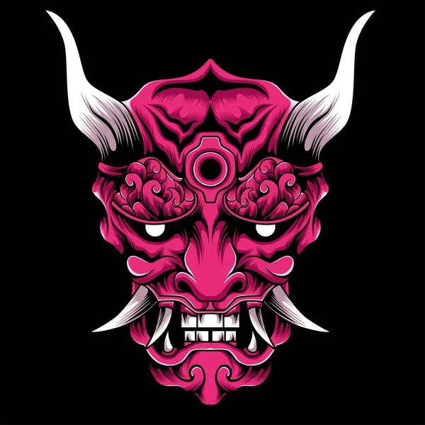 Oni Maschera Samurai Vettoriale Illustrazione — Vettoriale Stock