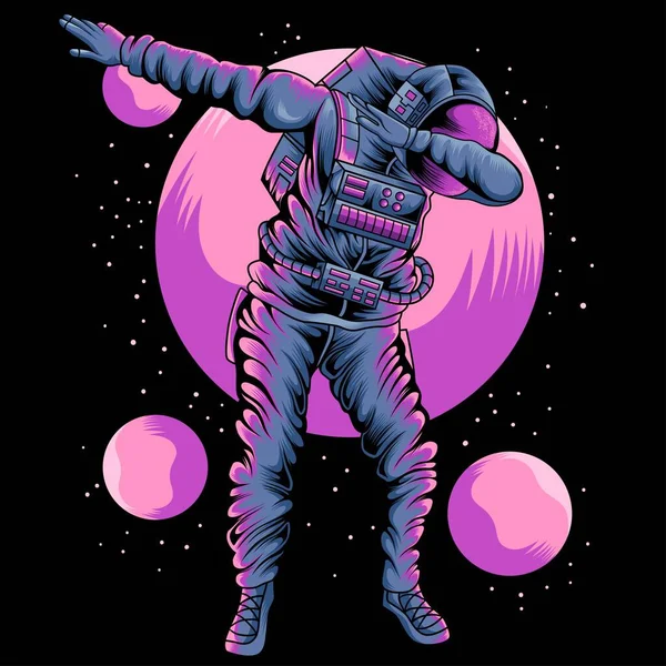 Tamponnage Astronaute Sur Lune Illustration Vectorielle — Image vectorielle