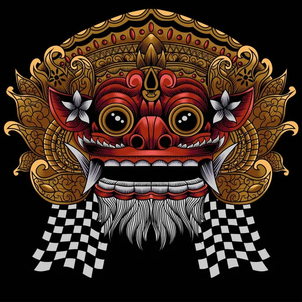 Barong Balinesische Maske Vector Illustration — Stockvektor