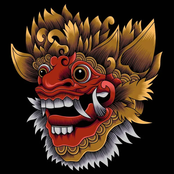 Vektorillustration Der Barong Bali Maske — Stockvektor