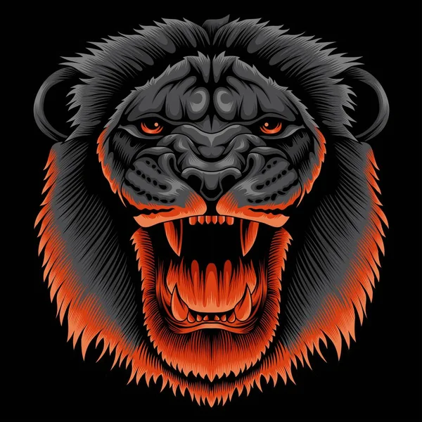 Illustration Visage Lion Criant Dans Style Couleur Néon — Image vectorielle