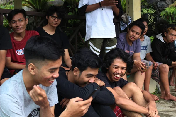 Bogor Indonesia 2020 Estudiantes Que Reúnen Ríen Juntos Durante Sus —  Fotos de Stock