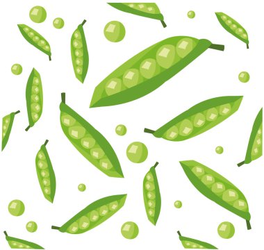 Yeşil bezelye kabukları ve tohumlar doğal sebzeler, izole edilmiş sağlıklı yiyecekler. Karikatür fasulyesi sebzeleri, organik çiğ bitki, tasarım elementi, beyaz arka planda imza.