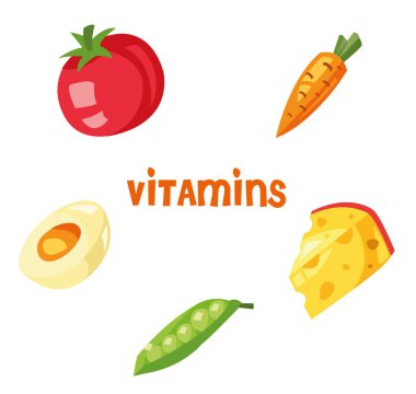 Collection of vitamin C sources. Fruits and vegetables enriched with ascorbic acid. Dietetic food, organic nutrition composition. Flat vector cartoon illustration isolated on white