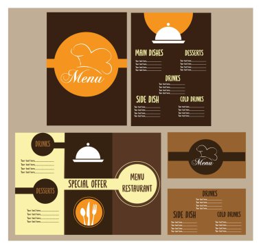 Lokanta ya da kafe için dar. El ve yuvarlak şekilli kahverengi ve sarı tonlarda desenler. İndeks Vektörü