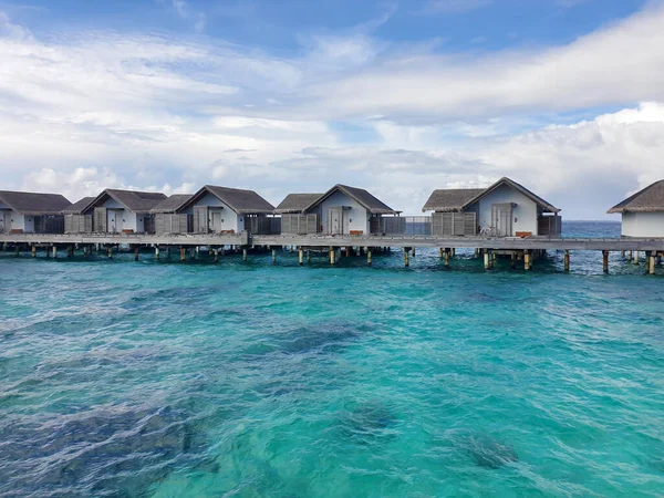 Overwater Bungalows Luxury Villas Blue Lagoon White Sandy Beach Bora — Stock fotografie