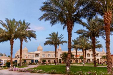 Egypt, Sharm el-Sheikh May 01, 2019 : Albatros Aqua Blu hotel reception, Oriental style hotel architecture.
