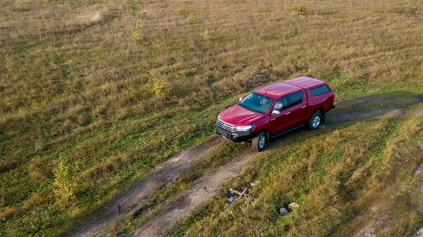 Ukrajna Kijev Október 2020 Red 4X4 Pickup Toyota Hilux Dupla — Stock Fotó