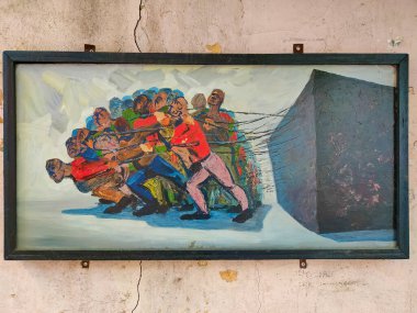 Ukrayna, Odessa 21 Haziran 2022 Odessa sanatçılarının yaratıcı tabloları, Odessa avlularında sergiler