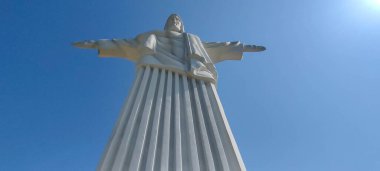 Truskavets, UKRAINE 17 Ağustos 2022: İsa 'nın heykeli Rio de Janeiro' daki benzer bir heykelin kopyasıdır.
