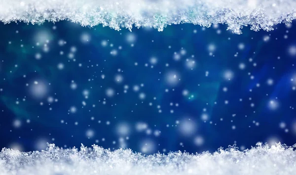 Natural Snow Texture Snowflakes Close Falling Snow Blue Background Free — Stock Photo, Image