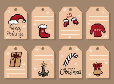 Noel hediyesi etiketleri. Kış iyi tatiller.