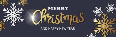 Kağıt kesimli mutlu noel afişi kar taneleri