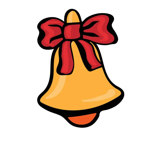 Campana Jingle Navidad Estilo Doodle — Vector de stock