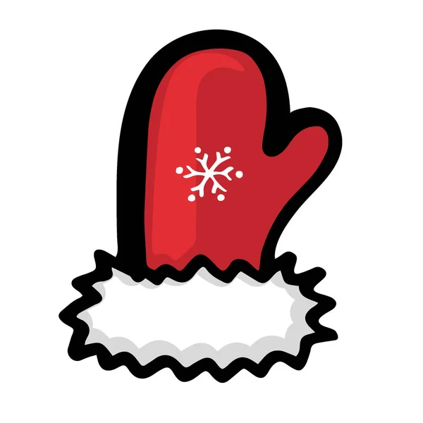 Vánoční Rukavice Sněhovou Vločkou Stylu Čmáranice — Stockový vektor