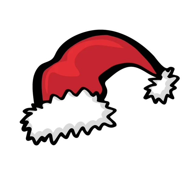 Sombrero Navidad Santa Estilo Doodle — Vector de stock