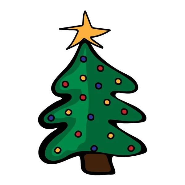 Árbol Navidad Estilo Doodle — Vector de stock