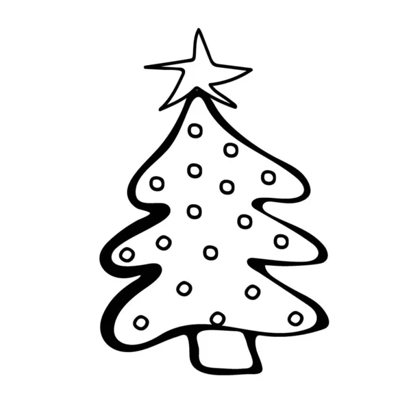 Árbol Navidad Estilo Doodle — Vector de stock