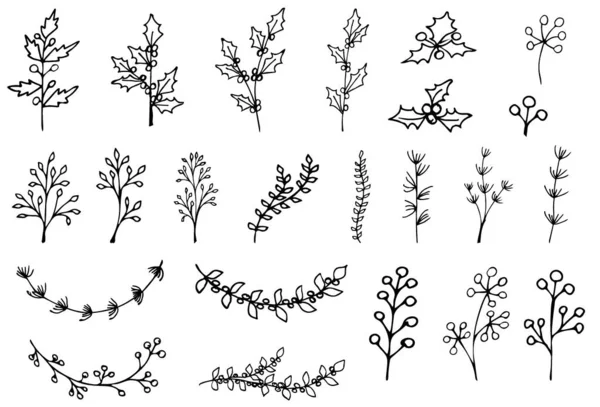 一套简单的涂鸦式植物 — 图库矢量图片